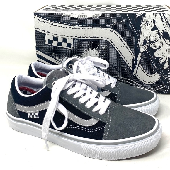VANS Skate Old Skool Reflective Shoes Suede Gray Black Women Casual VN0A5FCBN42 - Picture 2 of 11